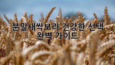 분말새싹보리: 건강한 선택, 완벽 가이드